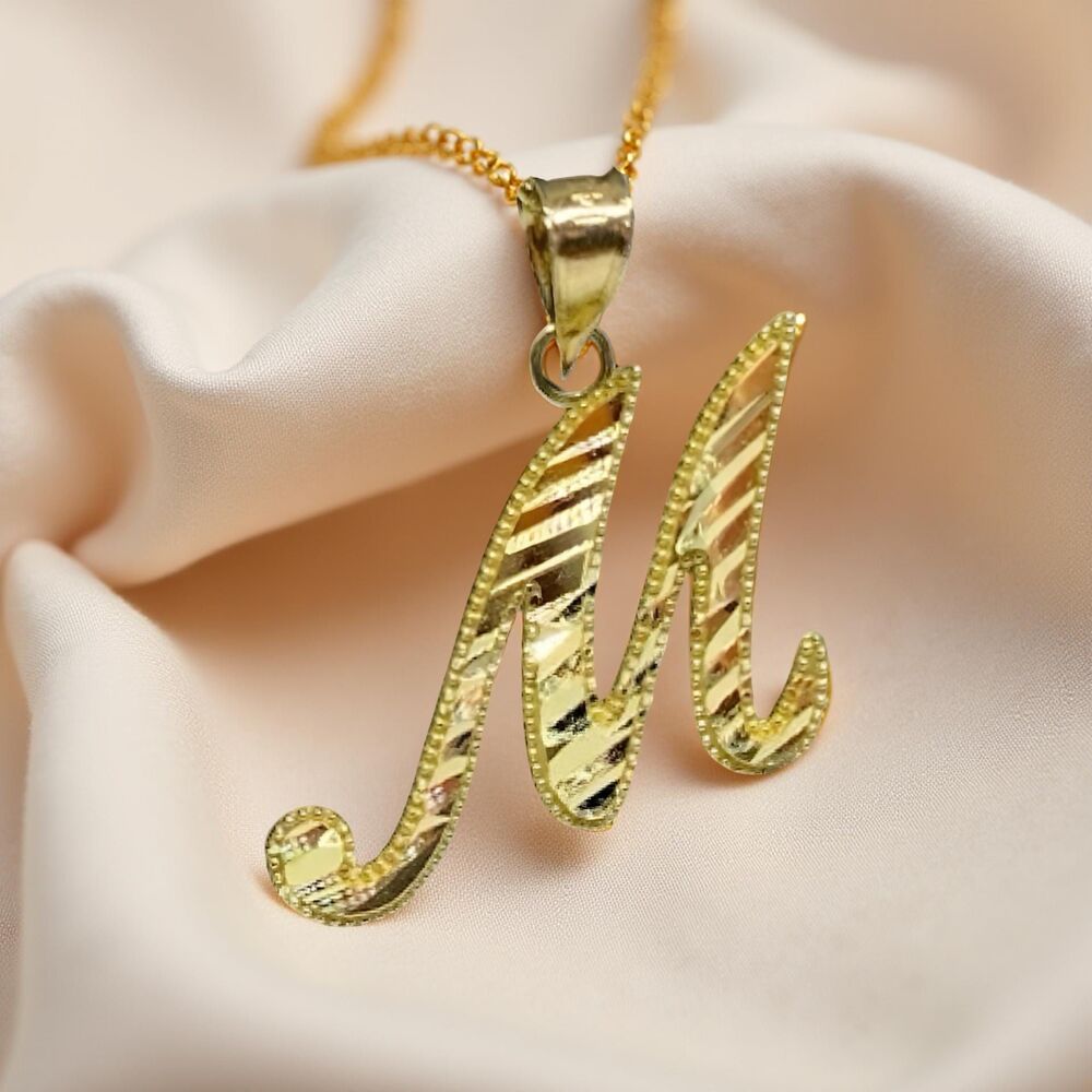 14K Gold Initial M Pendant | Dainty Personalized Letter Charm By Tehrani Jewelry
